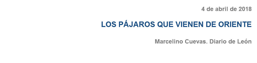 4 de abril de 2018 LOS PÁJAROS QUE VIENEN DE ORIENTE Marcelino Cuevas. Diario de León 